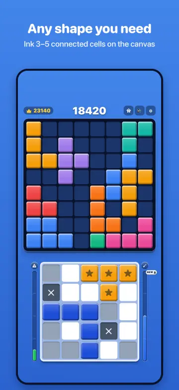 Any shape you need: ink 3 to 5 connected cells